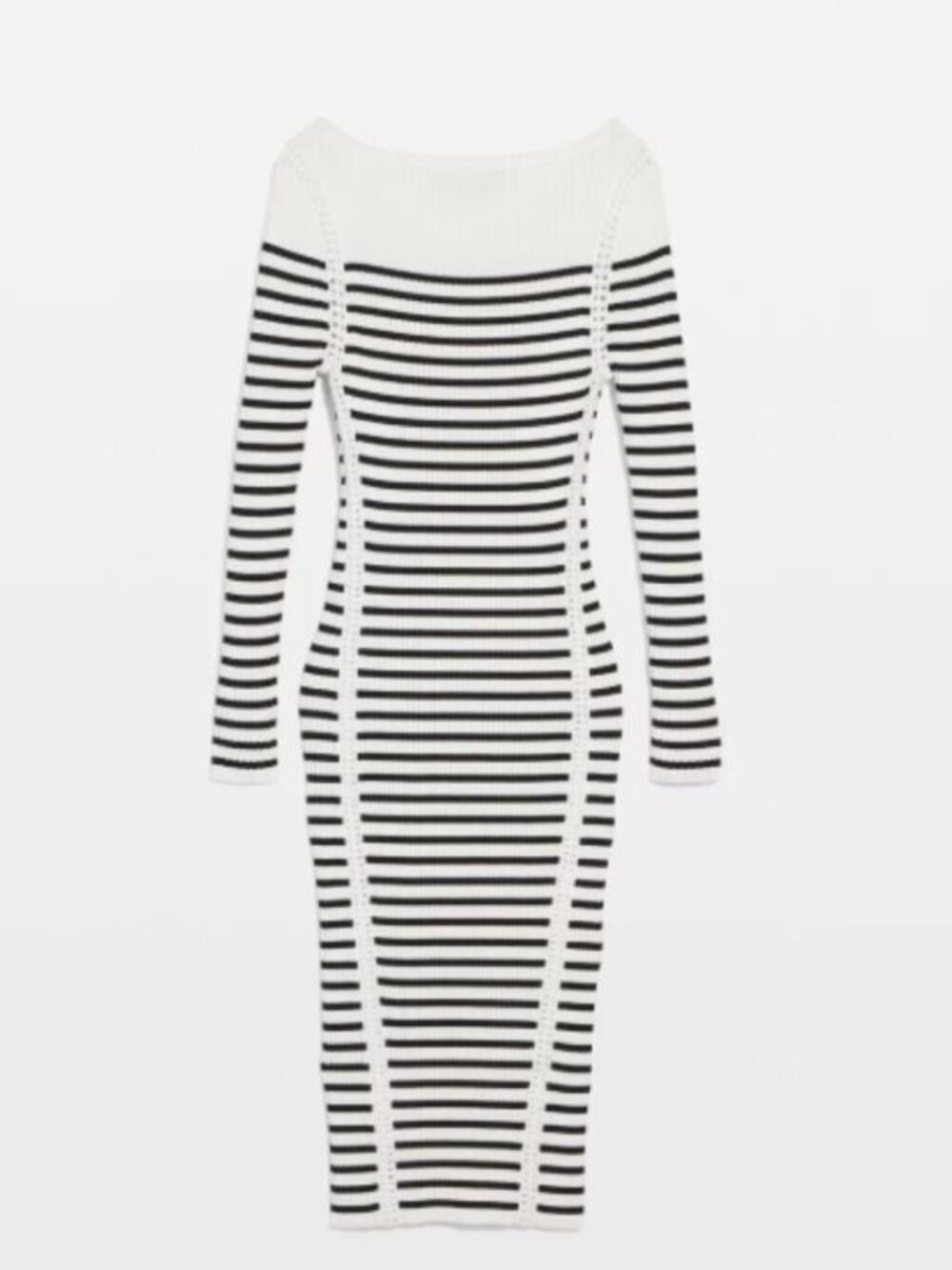 White House Black Market Black & White Striped Crochet Dress Size M